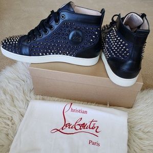 Christian Louboutin flat jean calf spike sneaker